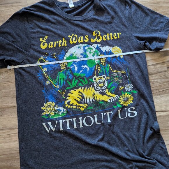 Dark Gray Graphic T-shirt, "Earth Was Better Without Us", M - Picture 7 of 9